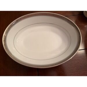 NORITAKE CRESTWOOD PLATINUM 4166 Oval Vegetable Serving Bowl